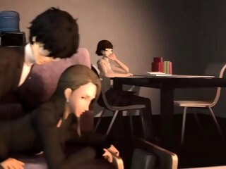 P5 sae nijima gets soundly fucked exceeding be passed on couch