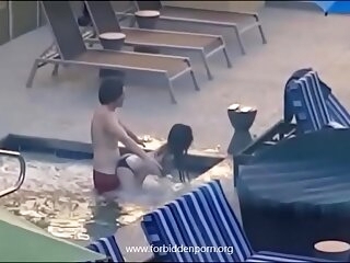 Couple fulminous making out up the hotel jacuzzi